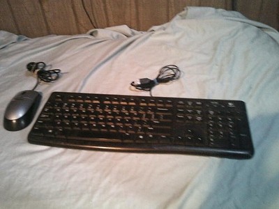Logitech K120 Black Wired USB Keyboard P/N: 920-002478 w/Labtec mouse! LQQK!