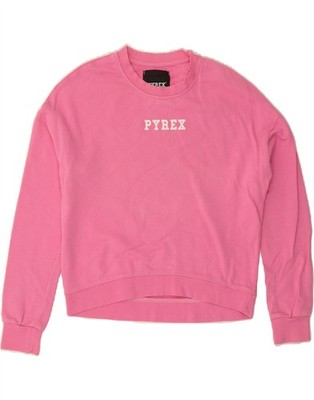 Pyrex Damen Oversize Grafik Sweatshirt Pullover UK 10 Small Rosa Baumwolle BX10