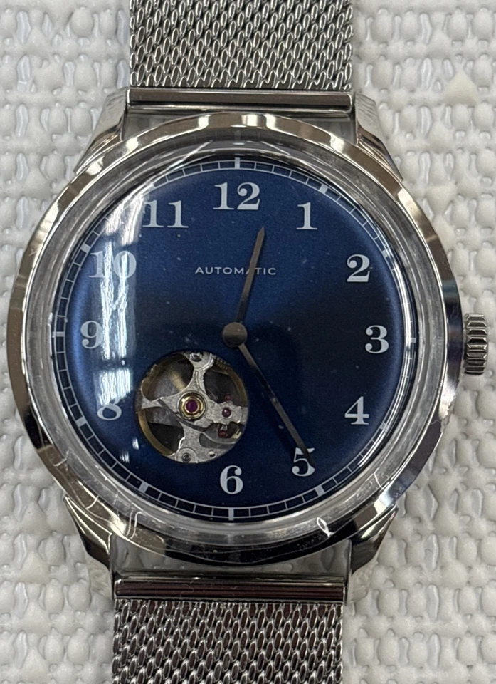 Reloj de Vestir De Colección 38.5mm Azul Mosela Corazón Abierto con Miyota 82S0 Hágalo Usted Mismo Watch Club Foto 3 de 4