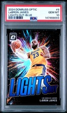 2024-25 Donruss Optic Lebron James #9 Lights Out Blue /49 PSA 10