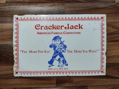 Porzellan Cracker Jack Emaille Blechschild Platte Größe 10'' x 8'' Zoll