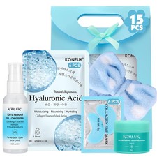 15 PACK Skincare Set with Facial Masks, Under Eye Compact/Travel Size
