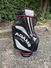 Adams Golf Cart Bag 4-Way Divider Faux Leather Zip, Black/Silver/Red