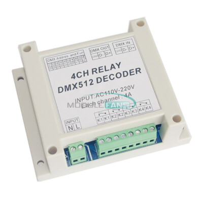 AC110-220V Controller Decoder RGB Led Strip Lights 4Channel DMX512 Relay Switch