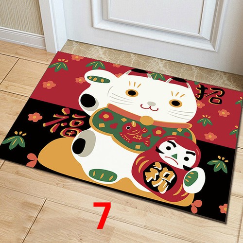 Lucky Cat Doormat Floor Mat Non-Slip Carpet Rug Velvet Cartoon Printed Style Mat - Picture 13 of 32