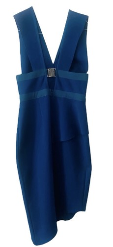 Bec & Bridge Size 8 Teal Asymmetric midi dress V-Neck Plunge cocktail - Picture 6 of 6