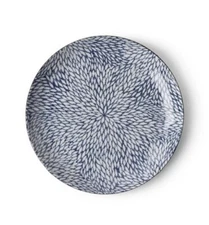 8.5" Round Plate Aizome Mums Made in Japan