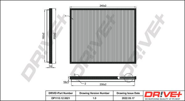 Dr!ve+ DP1110.12.0021 Filter, Innenraumluft FÜR Opel Subaru Suzuki Vauxhall-image