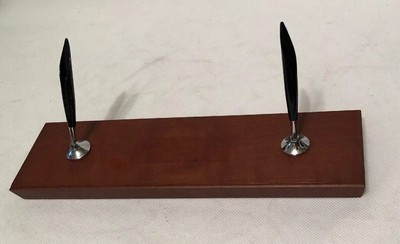 Vintage Cross Pen Pencil Desk Set With Holders Only Walnut Base