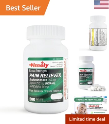 Triple-Action Headache Relief Caplets with Acetaminophen & Caffeine - 200 ct.