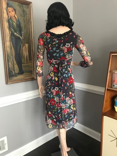 Vintage Betsey Johnson 90s Y2K Floral Sheer Mesh Slip Dress S - Picture 5 of 6