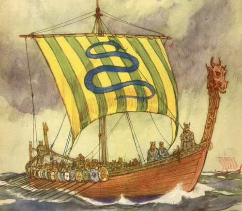 1924 Vintage Print Viking Long Ship Old Ship Vessel Craft Boat Sail Navy Ocean - Picture 2 of 3