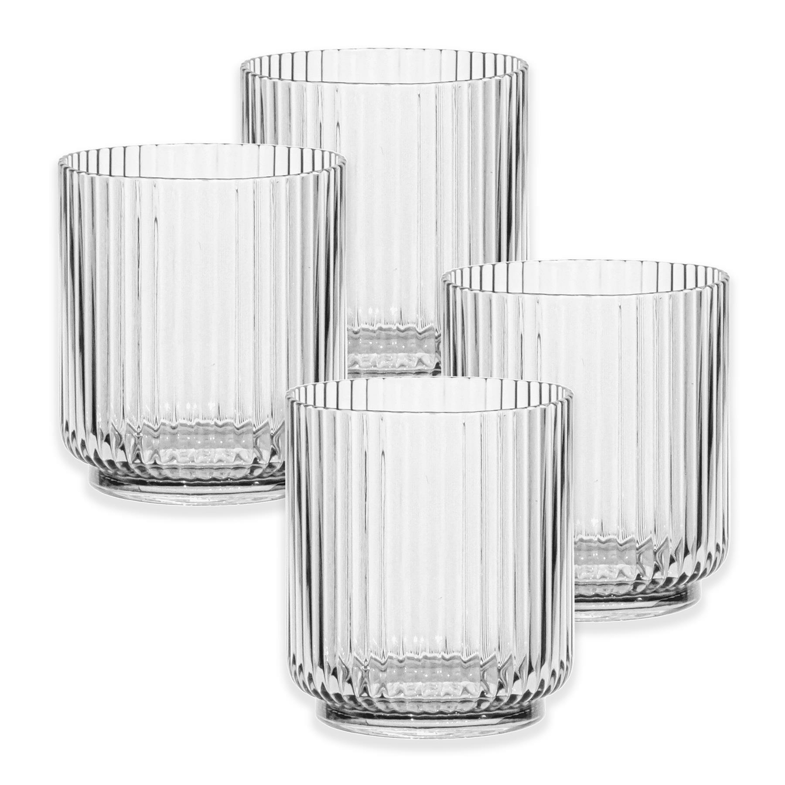 Mesa Clear Plastic/Acrylic 15oz Ribbed Drinking Tumbler - Set of 4