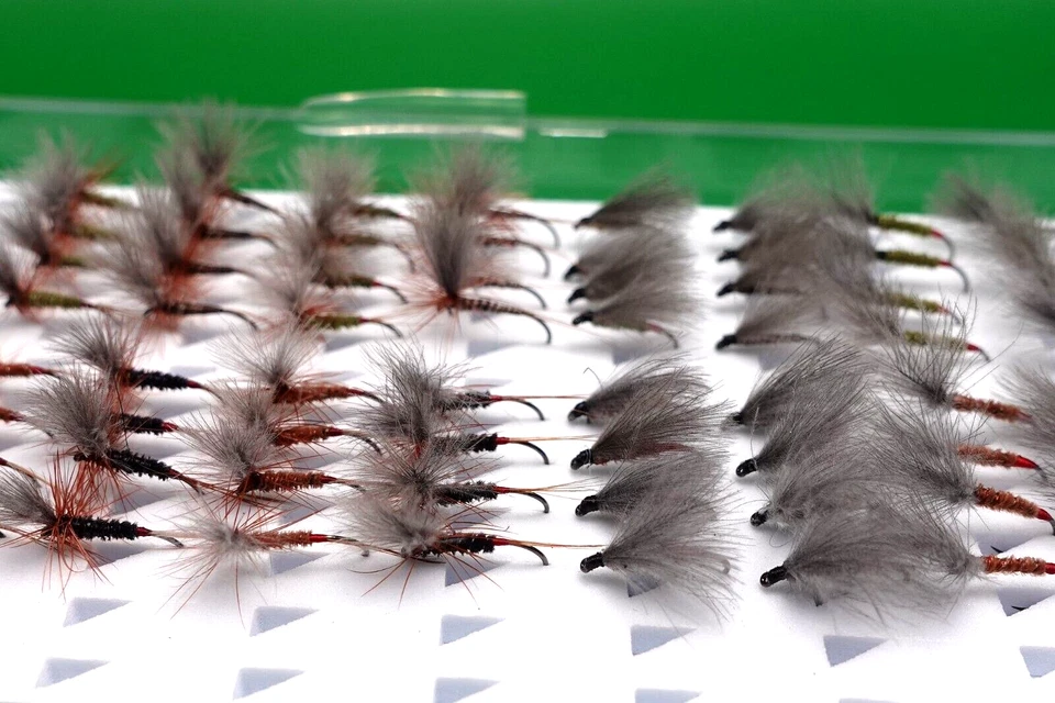 64 Premium CDC Trockenfliegen in Sicht in Fliegenfischen Fliegenbox Forellena... - Bild 2 von 4