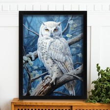 White Owl Wall Art Owl Print Artwork  Woodland Animal Poster Cute Owl Picture 