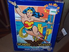 VINTAGE WONDER WOMAN SUPER POWERS STAIN PAINTING SET SUPER FRIENDS RARE NEW 1984