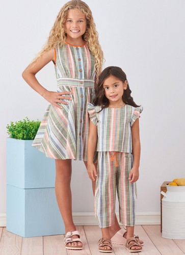 Simplicity SEWING PATTERN S9761 Childrens/Girls Dress,Top,Trousers 3-6 Or 7-14 - Picture 2 of 7