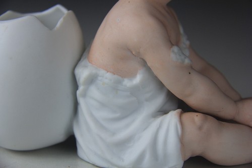 Antique German Bisque Easter Baby with Egg Shell - Read! - Picture 9 of 21