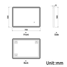 Image of LED Bathroom Mirror with 3 Colors Light Demister Black Framed Touch Switch