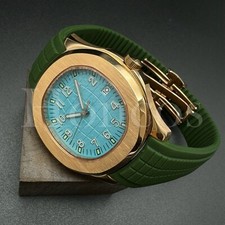 Custom Made PP Style Watch NH35 Automatic Movement Aquanaut L/BL Dial RG Case GN