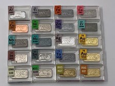 20 x 1 Gram Periodic Element Metal Ingots Bullion Tantalum Cobalt Zirconium Zinc
