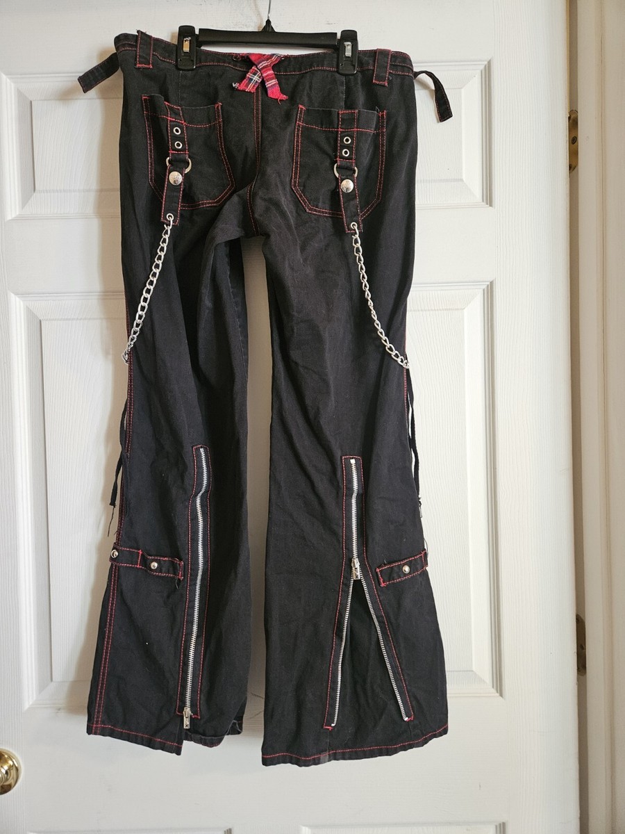 Vintage Tripp NYC Mesh Ribbon Corset Pants Size 7 Black Red