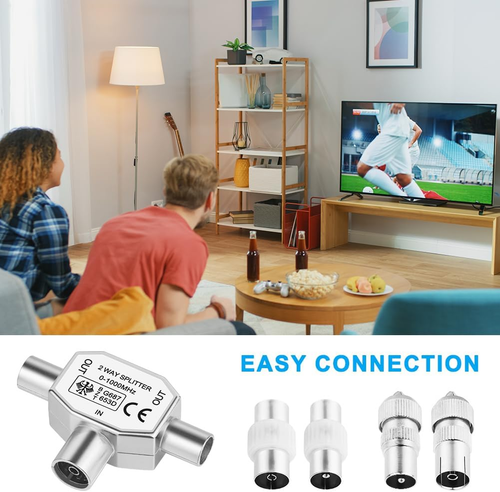 AXFEE Digital Signal Antenna Splitter, 2 Way 1 Female to 2 Male TV Aerial Coax S - Picture 7 of 12