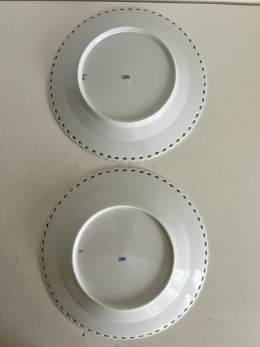Royal Copenhagen piatti da pranzo in pizzo pieno scanalato blu x 2 antichi 8 3/4” C 1888 - Foto 3 di 8