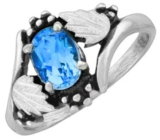 Black Hills (gold style) Dakota SILVER Genuine Blue TOPAZ Ring  size 6 thru 10 