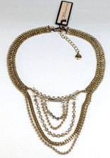 BCBGeneration Gold Tone Multi Strand Rhinesto...