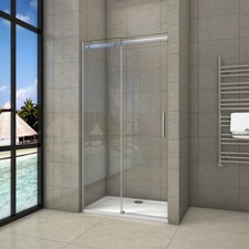 Sliding Shower Door Shower Enclsoure Temped Clear Glass Walk In Room Stone Trays
