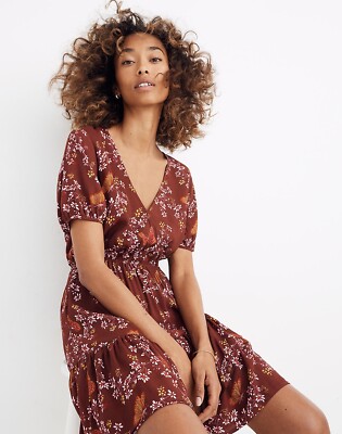 Madewell Women's Ruffle-Wrap Dress in Windowbox Floral Size 00