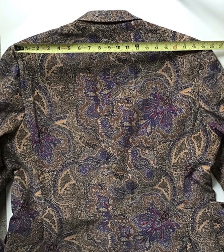 Alan Flusser Blazer Sport Coat Mens XL Tan Purple Paisley Corduroy Jacket - Picture 7 of 13