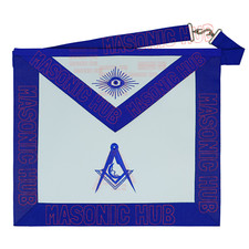 MASONIC HUB Junior Deacon Faux Leather Apron Royal Blue Trim, Blue Lodge Officer