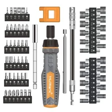 MulWark 63PC Magnetic Ratcheting Screwdriver Bit Set- Multibit Screw Driver S...