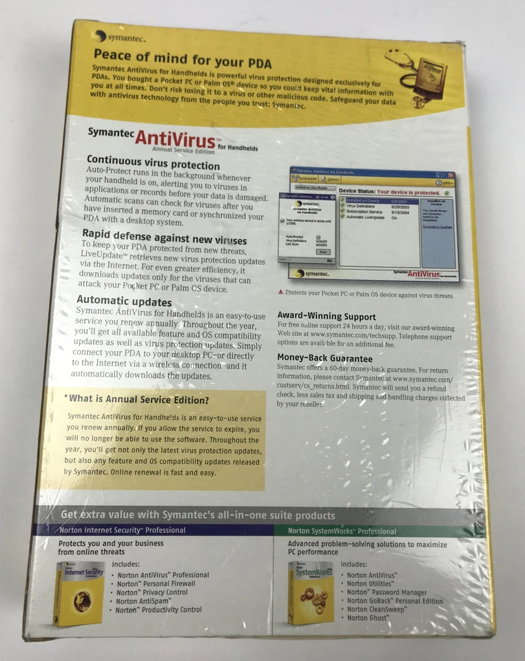 Symantec AntiVirus for Handhelds Annual Service Edition! NÉW Sealed in Box! - Image 2 of 3