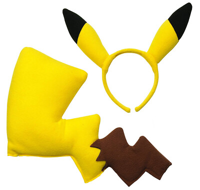 Pikachu 2-teiliges Zubehörset Ohren & Schwanz Pokemon Go gelbe Maus elektrisch Cosplay