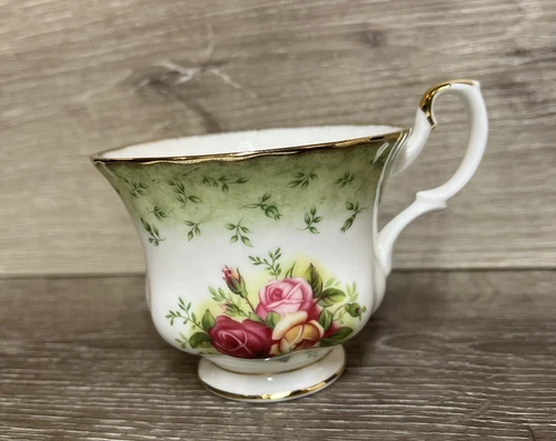 Royal  Albert Old Country Roses  Footed Cup {GREEN TRIM}  ~new~