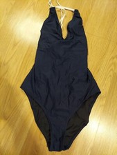J Crew Swimsuit Women's Sz 10 Navy Blue Tie Back One Piece Bathing Suit