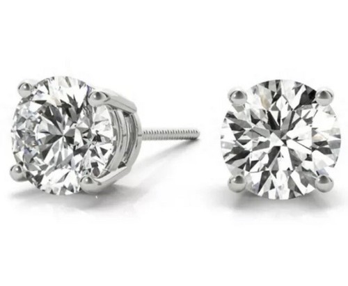 1 CTW Diamond Screw Back Studs 14k Gold Earrings Lab Grown (G/SI1) - Picture 5 of 9