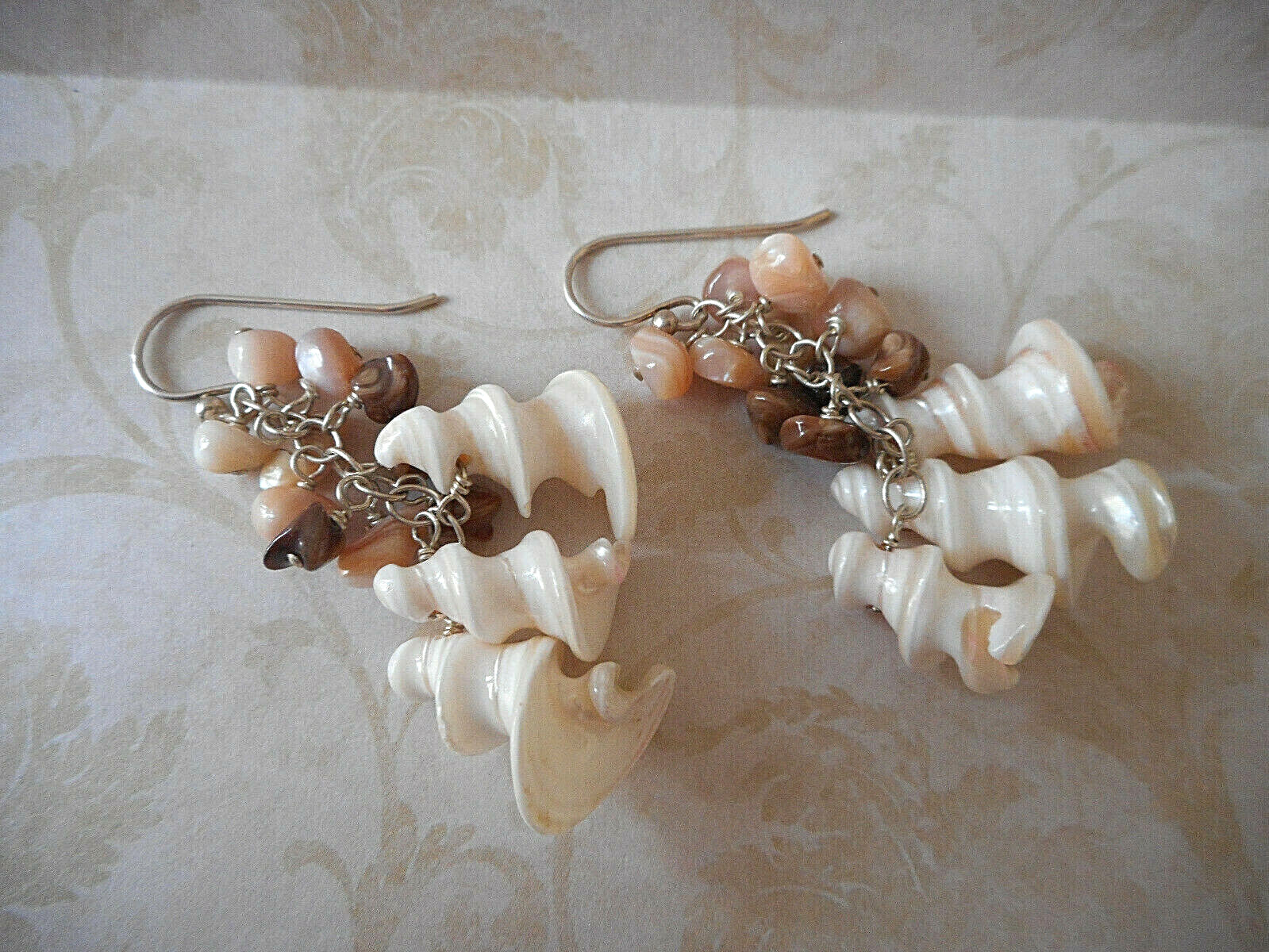 Sterling Silver Polished Shell Dangle Earrings  R… - image 7