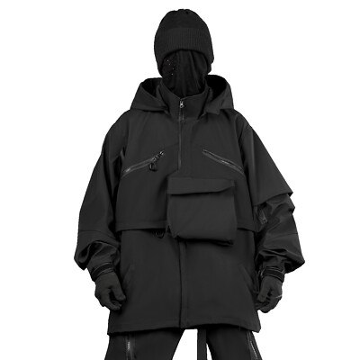 ジャケット・アウター TECH DECHATABLE WINDBREAKER JACKET BLACK Techwear Windbreaker