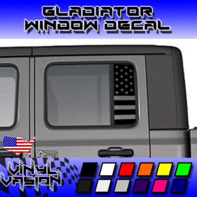 2x American USA Flag Side Window Decals for Jeep Gladiator JT 2018+