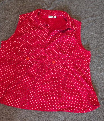 CATO Woman Red and White Polka Dot Collared Tank Top Summer Shirt Size 26/28W - Picture 3 of 11