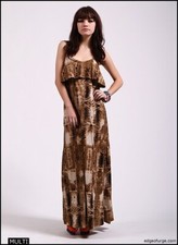 NWT MINKPINK Wild Animal Print Ruffle MAXI Long Dress Bohemian Hippie Gypsy M