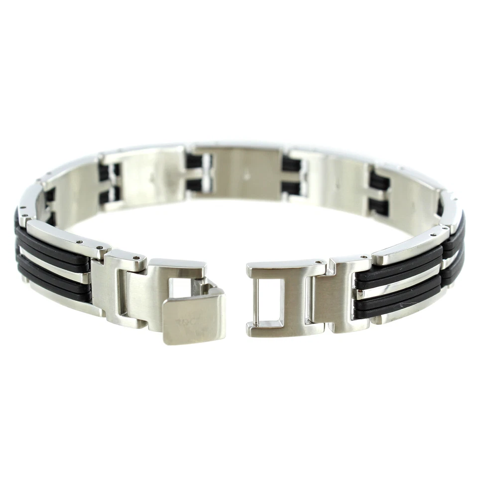 Pulsera ajustable Rochet Roma de acero inoxidable con doble compuesto de carbono negro para hombre Foto 2 de 4