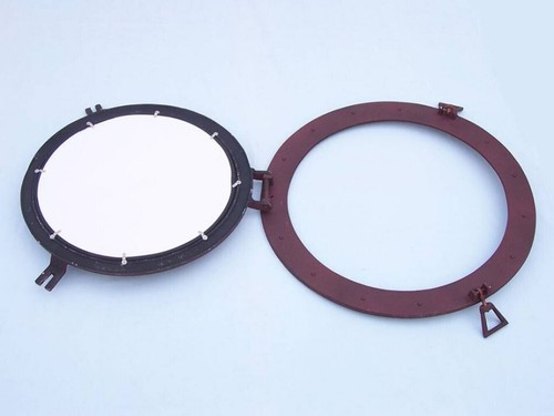 Rustic Aluminum Deluxe Class Decorative Ship Porthole Mirror 24" - Picture 7 of 8