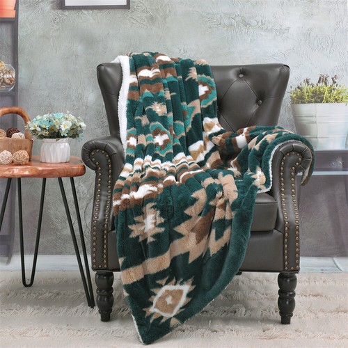 Southwest Sherpa Fleece Throw Blanket Ultra Soft Reversible Cozy Plush Blanket - Picture 28 of 32