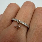 Vintage Star Dangle Ring Sterling Silver 925 Women’s Fashion Jewelry 8.25 Zircon
