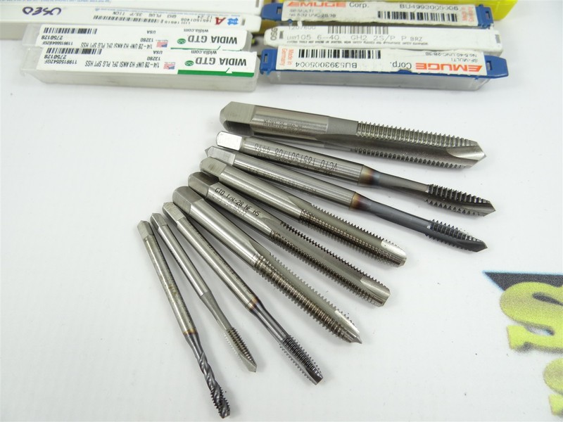 MOSTLY NEW! LOT OF 9 ASSORTED HSS & HSSE-V TAPS #5-40NC TO M10 X 1.5 OSG EMUGE